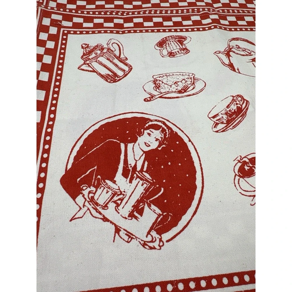 Lot Of 4 Red White Country Kitchen Placemats Canvas Farmhouse Retro Cafe